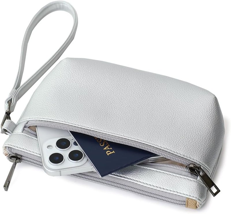 BBORGDC Small Wristlet Wallets for Women, Zip Clutch Bag with Wristlet Pouch, 3-Zipper Original Design - Image 5